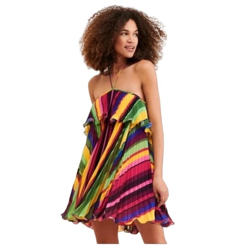 Amur Sevyn Halter Mini Dress Colorful Flowy Party Women's‎ 12